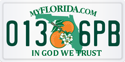 FL license plate 0136PB