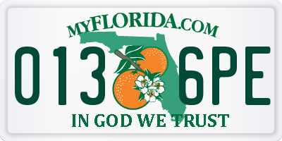 FL license plate 0136PE