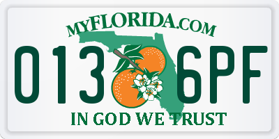 FL license plate 0136PF