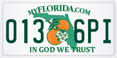 FL license plate 0136PI