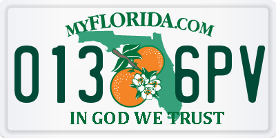 FL license plate 0136PV