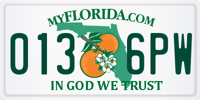 FL license plate 0136PW
