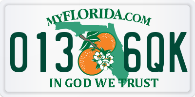FL license plate 0136QK