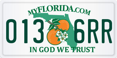 FL license plate 0136RR