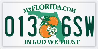 FL license plate 0136SW