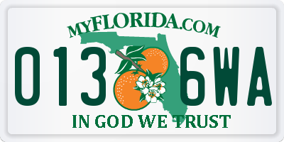 FL license plate 0136WA