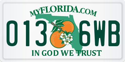 FL license plate 0136WB