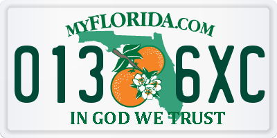 FL license plate 0136XC