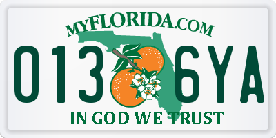 FL license plate 0136YA