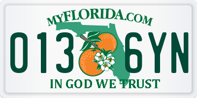 FL license plate 0136YN