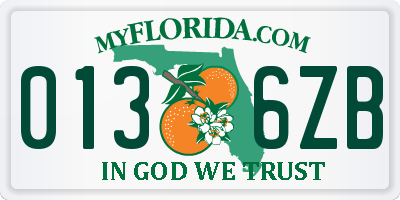 FL license plate 0136ZB