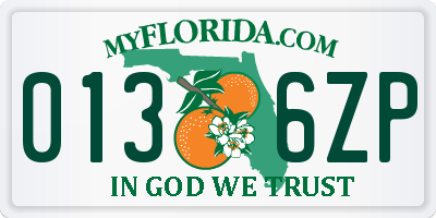 FL license plate 0136ZP