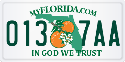 FL license plate 0137AA