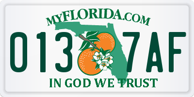FL license plate 0137AF