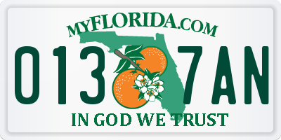 FL license plate 0137AN