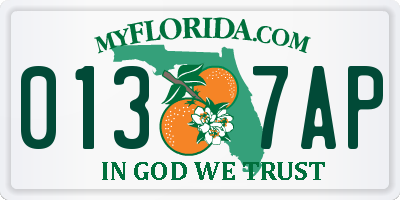 FL license plate 0137AP