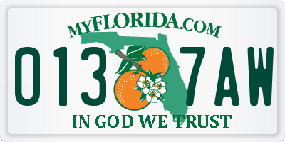 FL license plate 0137AW
