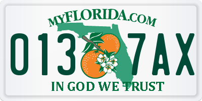 FL license plate 0137AX