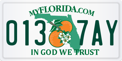 FL license plate 0137AY