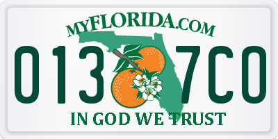FL license plate 0137CO