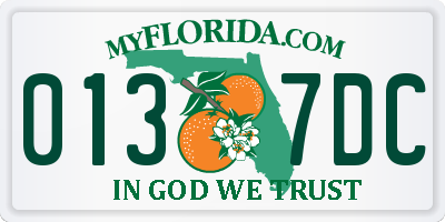 FL license plate 0137DC