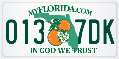 FL license plate 0137DK