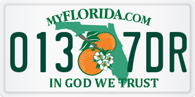FL license plate 0137DR