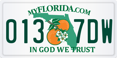 FL license plate 0137DW