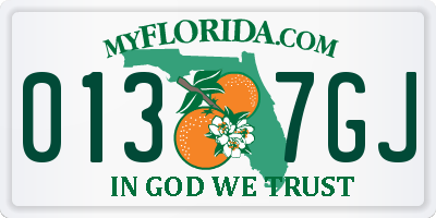 FL license plate 0137GJ