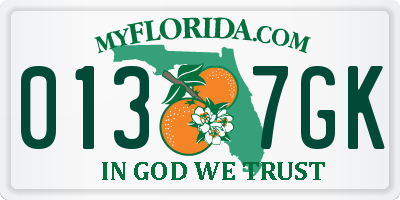 FL license plate 0137GK