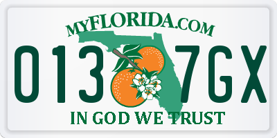 FL license plate 0137GX
