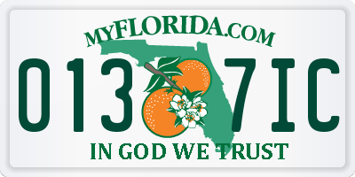 FL license plate 0137IC