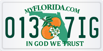 FL license plate 0137IG