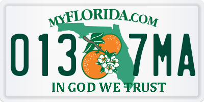 FL license plate 0137MA