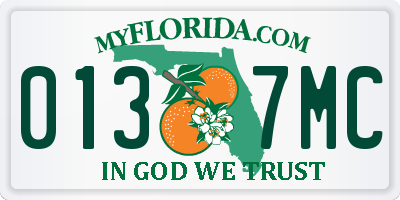 FL license plate 0137MC