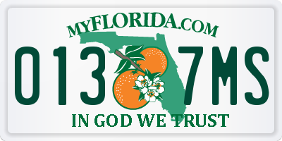 FL license plate 0137MS