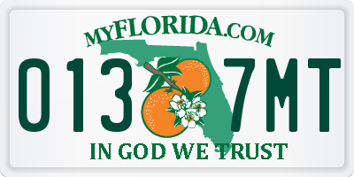 FL license plate 0137MT