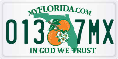 FL license plate 0137MX