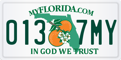 FL license plate 0137MY