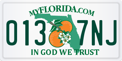 FL license plate 0137NJ