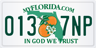 FL license plate 0137NP