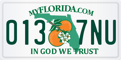 FL license plate 0137NU