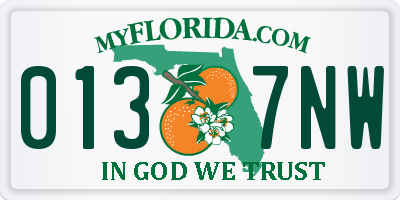 FL license plate 0137NW