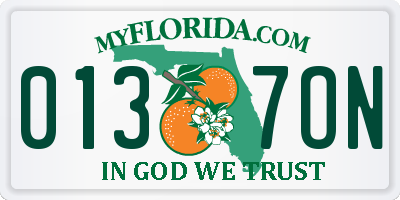 FL license plate 0137ON
