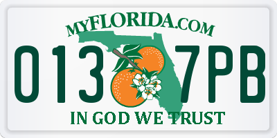 FL license plate 0137PB
