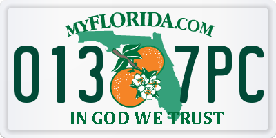 FL license plate 0137PC