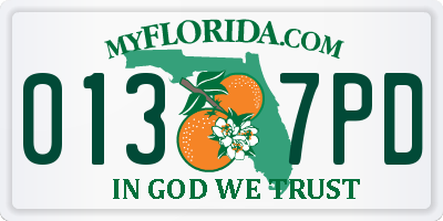 FL license plate 0137PD