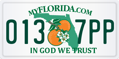 FL license plate 0137PP
