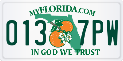 FL license plate 0137PW