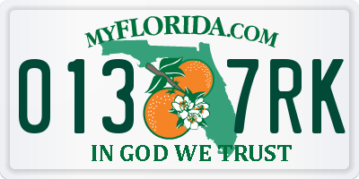 FL license plate 0137RK